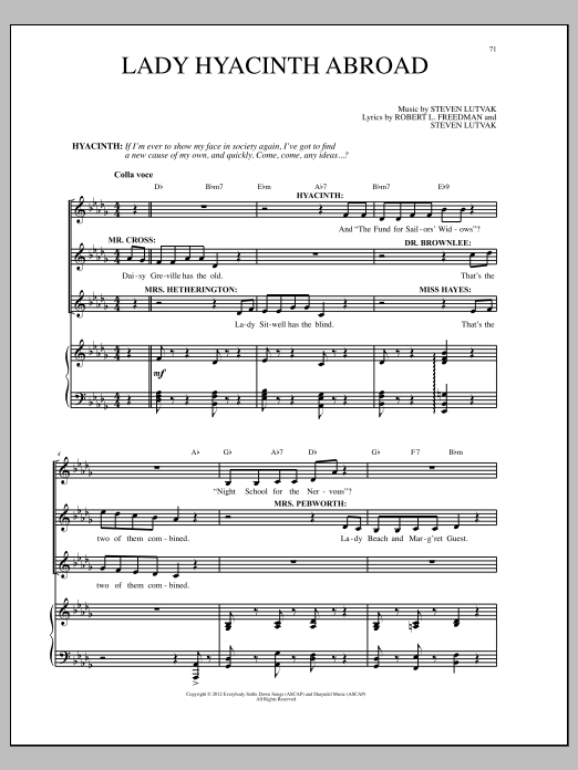 Steven Lutvak Lady Hyacinth Abroad sheet music notes and chords arranged for Piano & Vocal