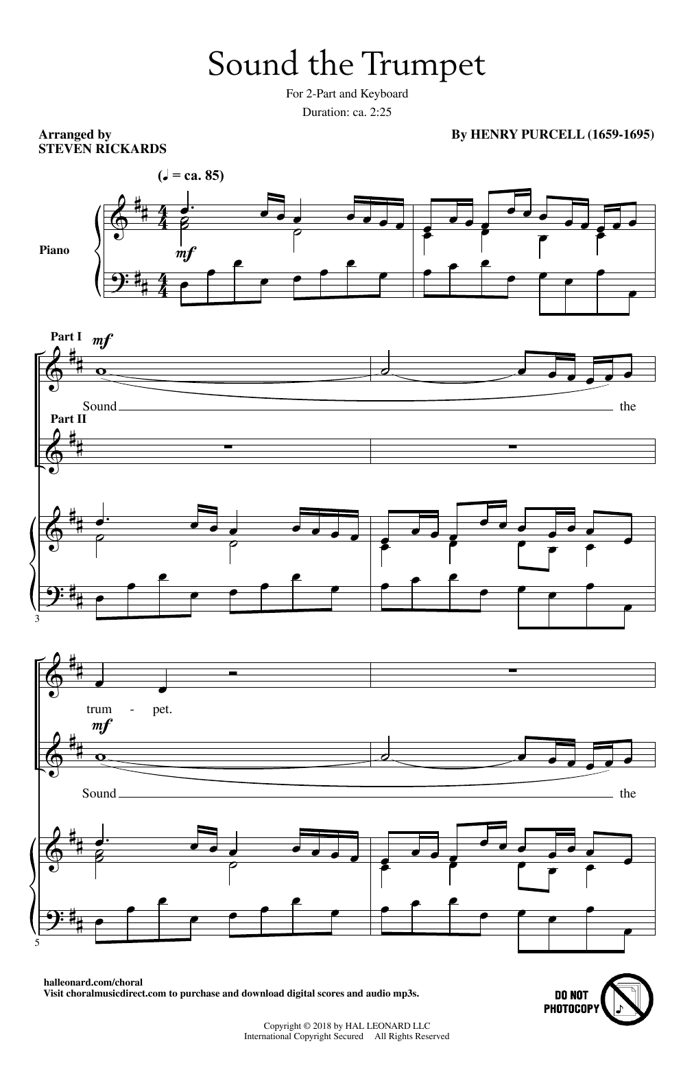 Steven Rickards Sound The Trumpet sheet music notes and chords arranged for 2-Part Choir