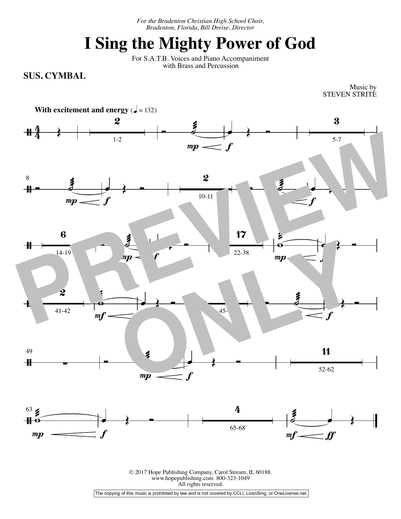 Steven Strite I Sing the Mighty Power of God - Bb Trumpet 3 (alternate) sheet music notes and chords arranged for Choir Instrumental Pak