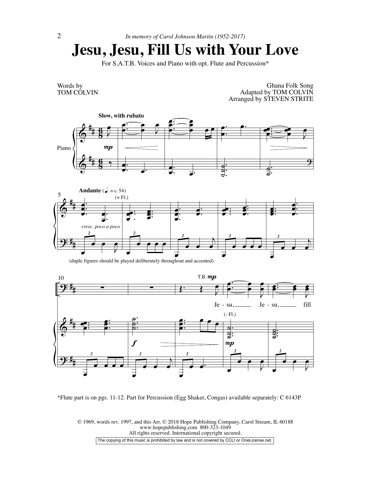 Steven Strite Jesu, Jesu, Fill Us with Your Love sheet music notes and chords arranged for SATB Choir