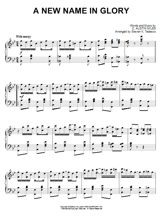 Steven Tedesco A New Name In Glory [Ragtime version] sheet music notes and chords arranged for Piano Solo