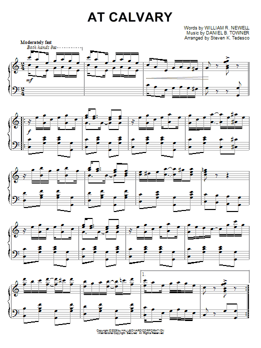 Steven Tedesco At Calvary [Ragtime version] sheet music notes and chords arranged for Piano Solo