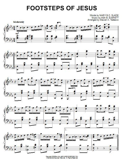 Steven Tedesco Footsteps Of Jesus [Ragtime version] sheet music notes and chords arranged for Piano Solo