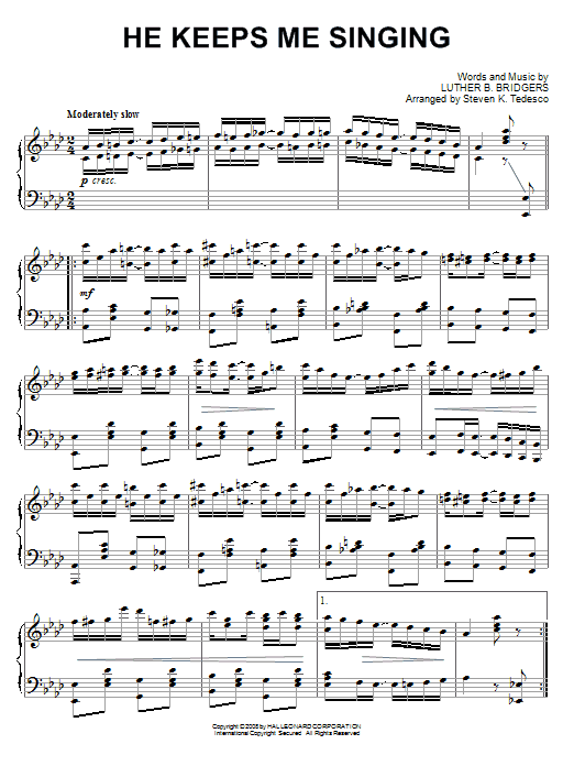 Steven Tedesco He Keeps Me Singing [Ragtime version] sheet music notes and chords arranged for Piano Solo