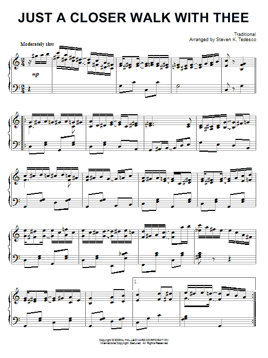 Steven Tedesco Just A Closer Walk With Thee [Ragtime version] sheet music notes and chords arranged for Piano Solo