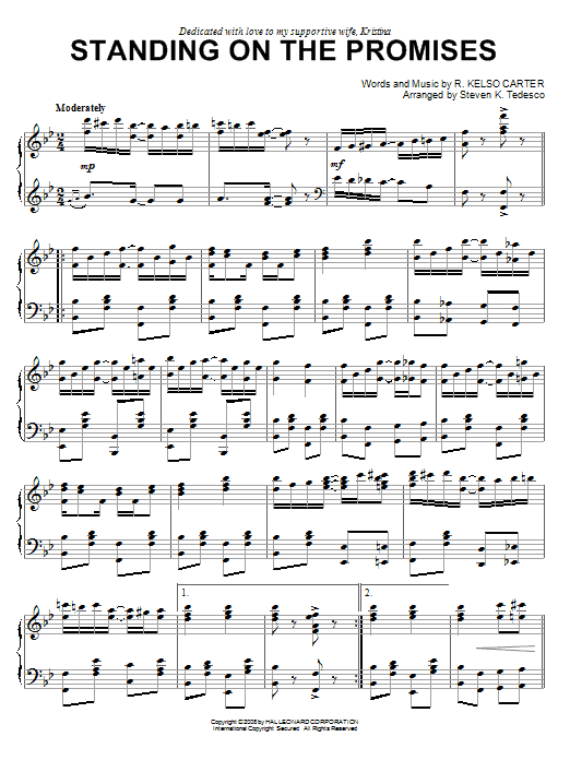 Steven Tedesco Standing On The Promises [Ragtime version] sheet music notes and chords arranged for Piano Solo