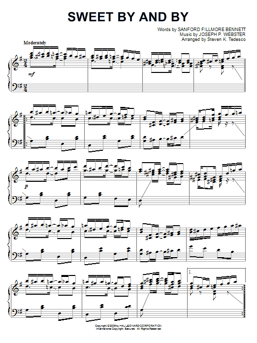 Steven Tedesco Sweet By And By [Ragtime version] sheet music notes and chords arranged for Piano Solo
