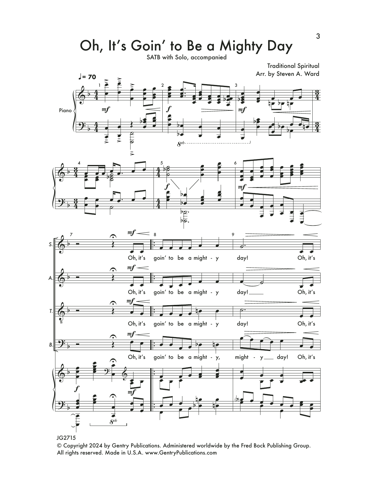 Steven Ward Oh, It's Goin' To Be A Mighty Day sheet music notes and chords arranged for Choir