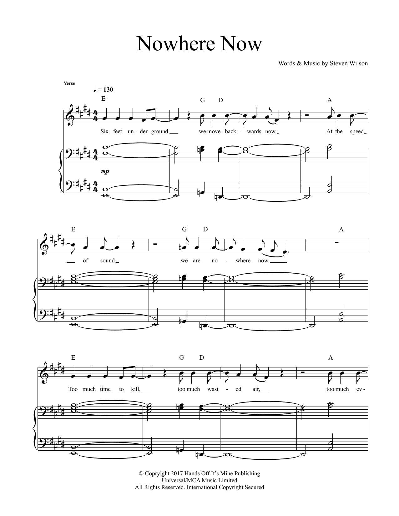Steven Wilson Nowhere Now sheet music notes and chords arranged for Guitar Tab
