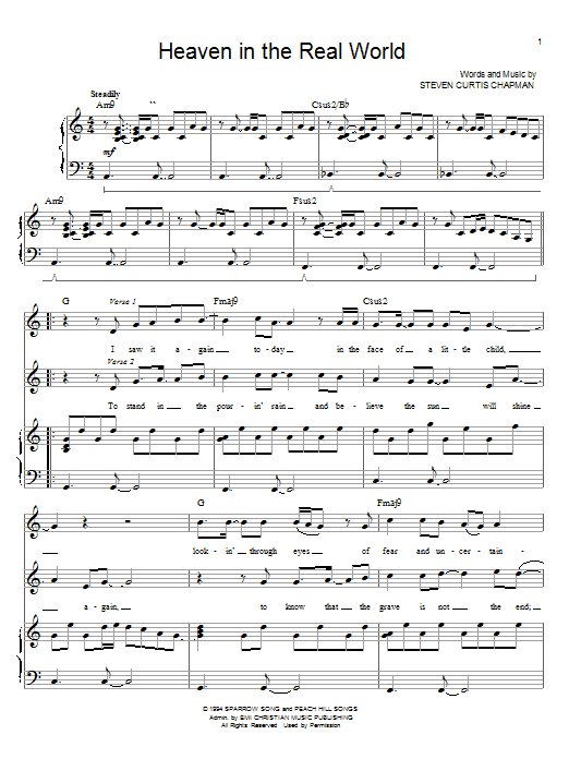 Steven Curtis Chapman Heaven In The Real World sheet music notes and chords. Download Printable PDF.