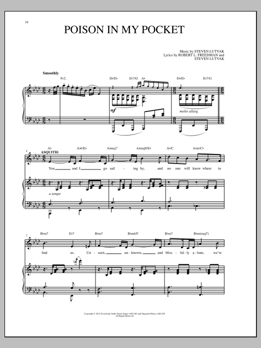 Steven Lutvak Poison In My Pocket sheet music notes and chords arranged for Piano & Vocal