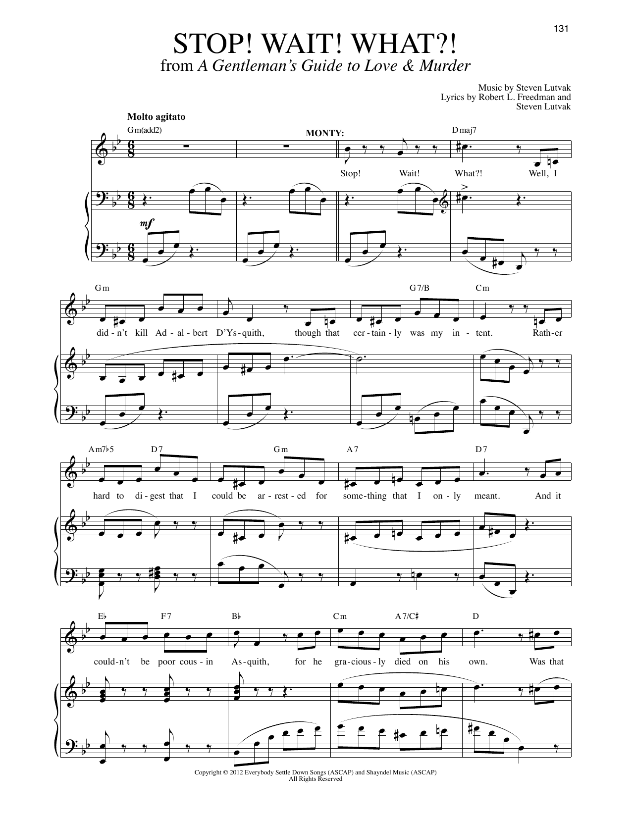 Steven Lutvak Stop! Wait! What?! sheet music notes and chords arranged for Piano & Vocal