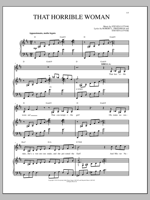 Steven Lutvak That Horrible Woman sheet music notes and chords arranged for Piano & Vocal