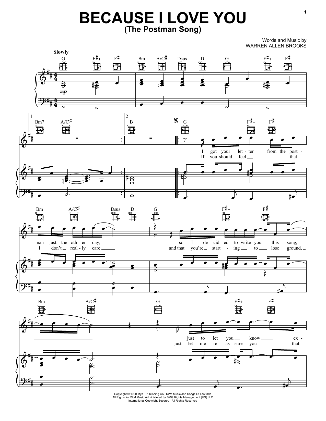 Stevie B Because I Love You (The Postman Song) sheet music notes and chords arranged for Flute Solo