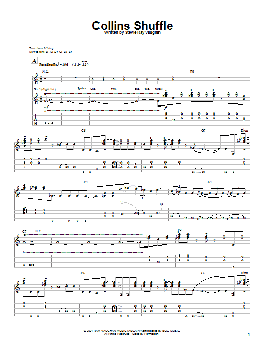 Stevie Ray Vaughan Collins Shuffle sheet music notes and chords arranged for Guitar Tab