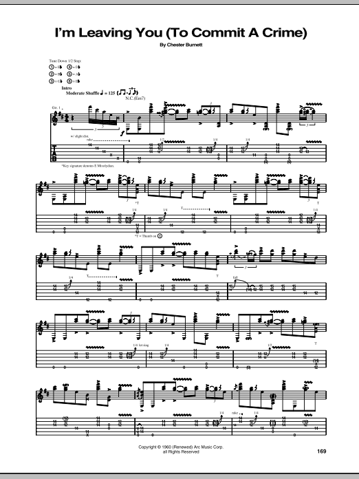 Stevie Ray Vaughan I'm Leavin' You (Commit A Crime) sheet music notes and chords arranged for Guitar Tab