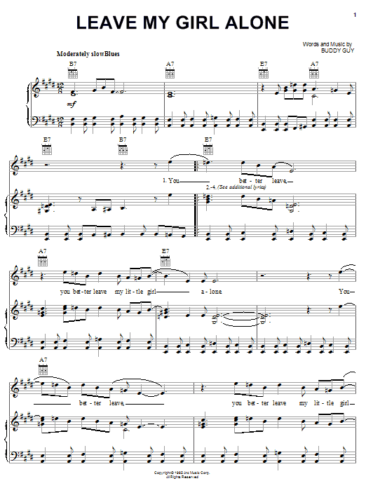 Stevie Ray Vaughan Leave My Girl Alone sheet music notes and chords arranged for Guitar Tab