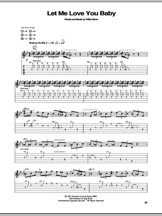 Stevie Ray Vaughan Let Me Love You Baby sheet music notes and chords arranged for Easy Guitar Tab