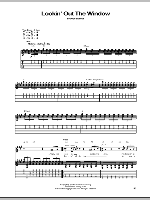 Stevie Ray Vaughan Lookin' Out The Window sheet music notes and chords arranged for Guitar Tab