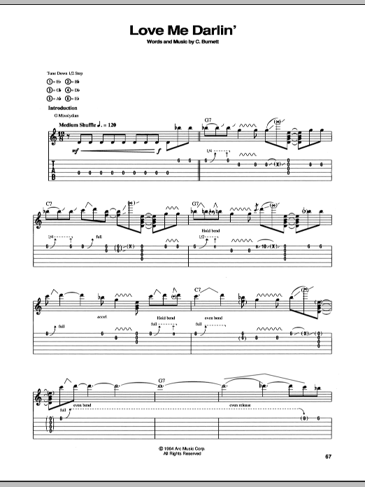 Stevie Ray Vaughan Love Me Darlin' sheet music notes and chords arranged for Guitar Tab