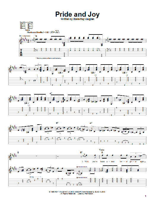 Stevie Ray Vaughan Pride And Joy sheet music notes and chords arranged for Drums Transcription