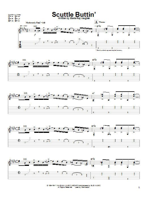 Stevie Ray Vaughan Scuttle Buttin' sheet music notes and chords arranged for Guitar Tab (Single Guitar)