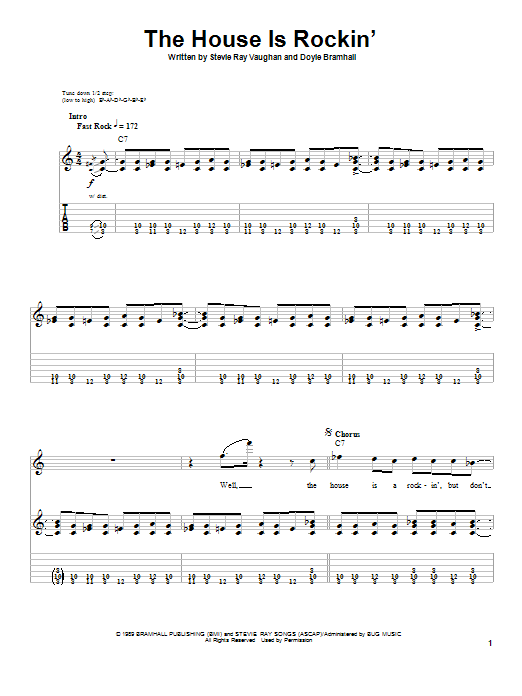 Stevie Ray Vaughan The House Is Rockin' sheet music notes and chords arranged for Guitar Chords/Lyrics