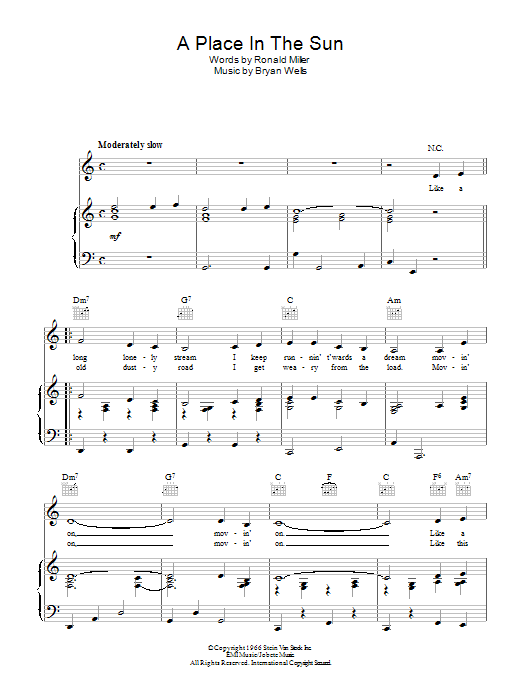 Stevie Wonder A Place In The Sun sheet music notes and chords arranged for Easy Guitar