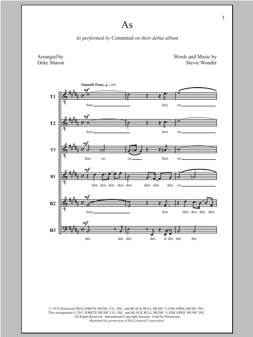 Stevie Wonder As (arr. Deke Sharon) sheet music notes and chords arranged for Choir