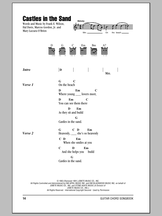 Stevie Wonder Castles In The Sand sheet music notes and chords arranged for Guitar Chords/Lyrics