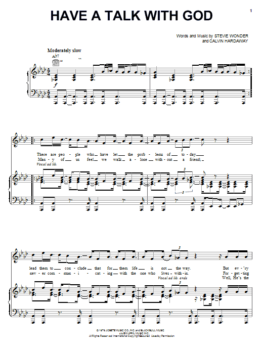 Stevie Wonder Have A Talk With God sheet music notes and chords arranged for Piano, Vocal & Guitar Chords (Right-Hand Melody)