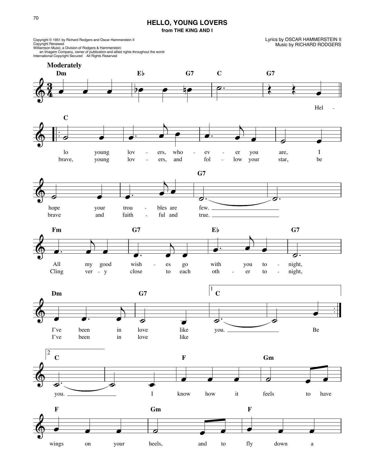 Stevie Wonder Hello, Young Lovers (from The King And I) sheet music notes and chords arranged for Easy Lead Sheet / Fake Book