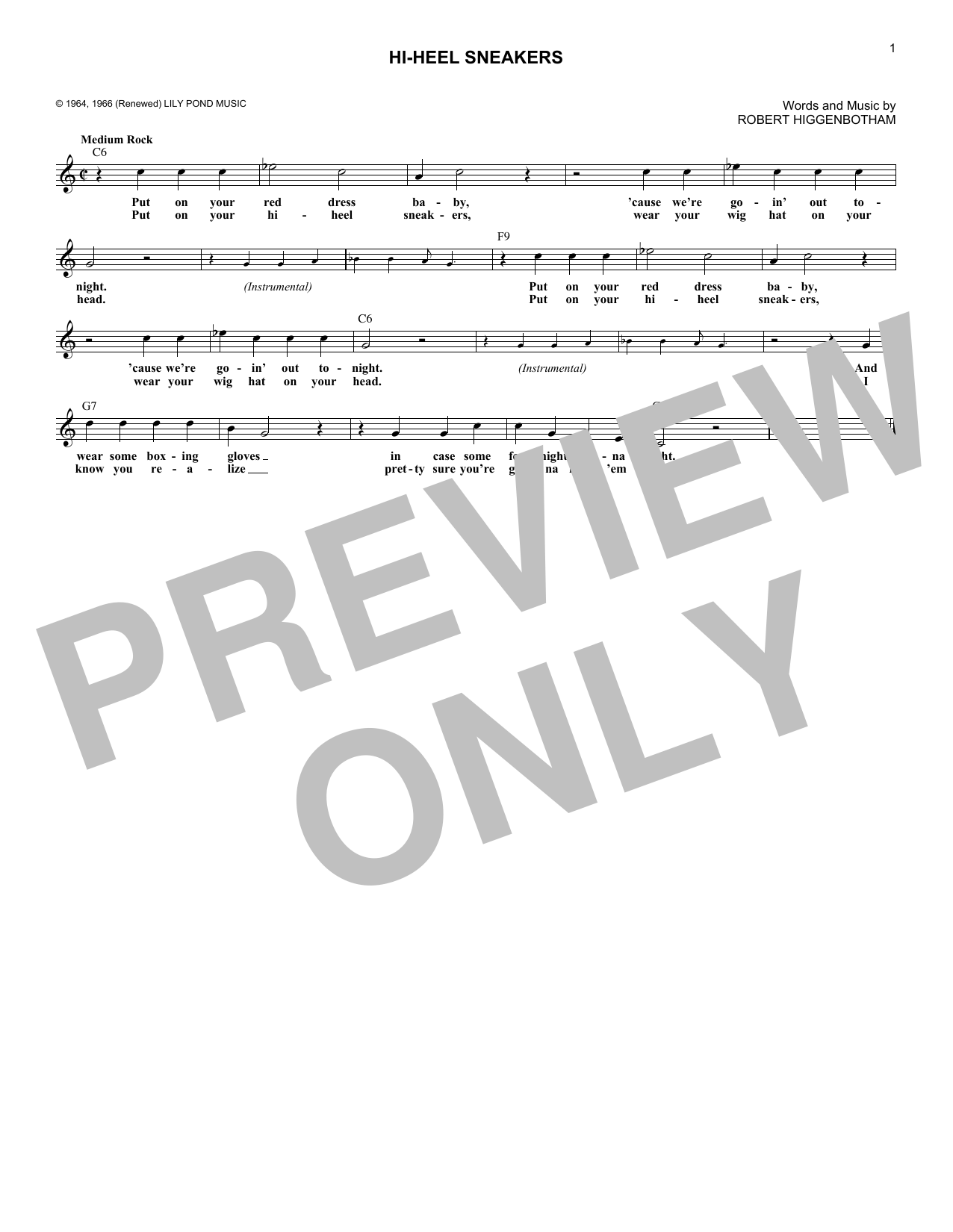 Stevie Wonder Hi-Heel Sneakers sheet music notes and chords arranged for Lead Sheet / Fake Book