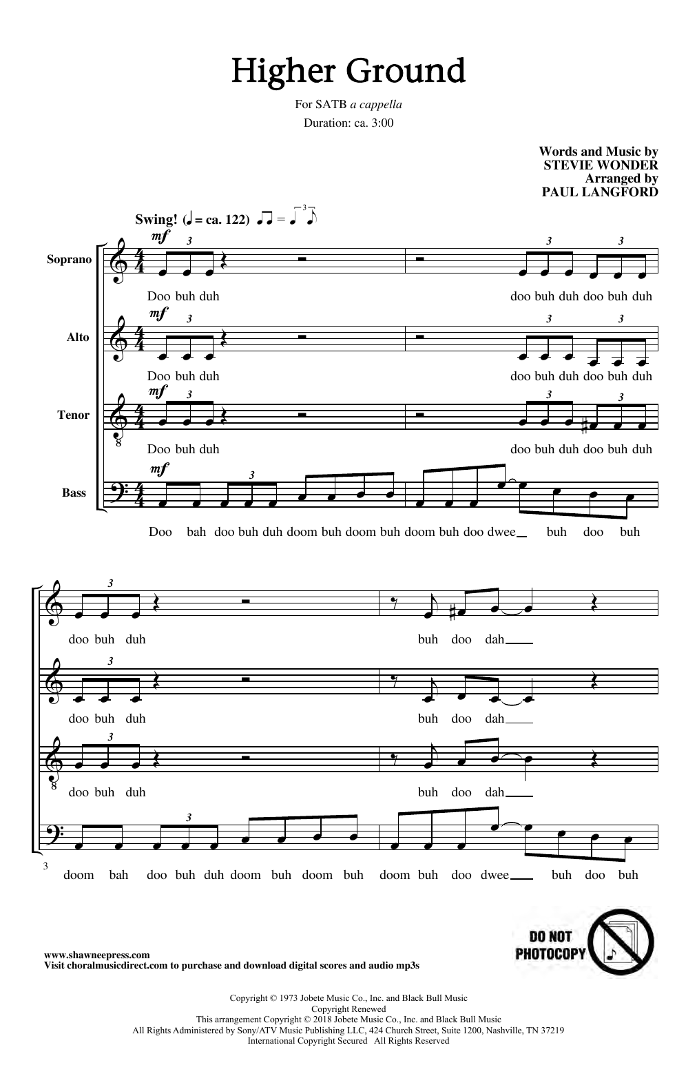 Stevie Wonder Higher Ground (arr. Paul Langford) sheet music notes and chords arranged for SATB Choir