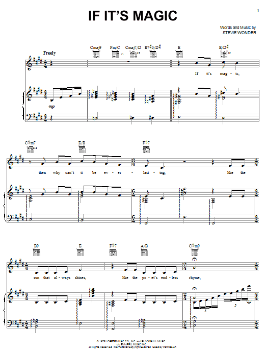 Stevie Wonder If It's Magic sheet music notes and chords arranged for Piano, Vocal & Guitar Chords (Right-Hand Melody)