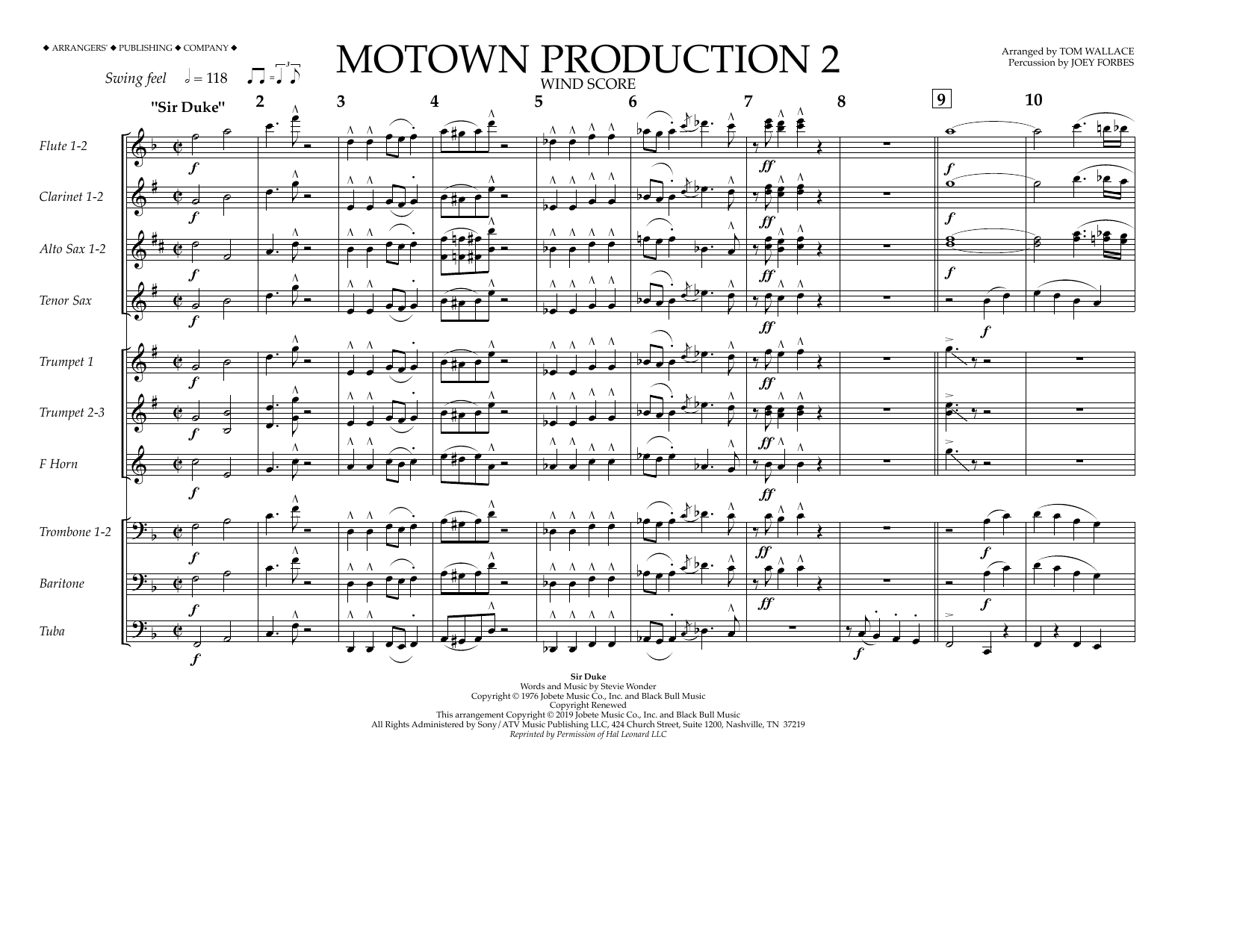 Stevie Wonder Motown Production 2 (arr. Tom Wallace) - Wind Score sheet music notes and chords arranged for Marching Band