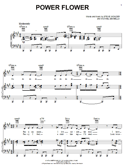 Stevie Wonder Power Flower sheet music notes and chords arranged for Piano, Vocal & Guitar Chords (Right-Hand Melody)
