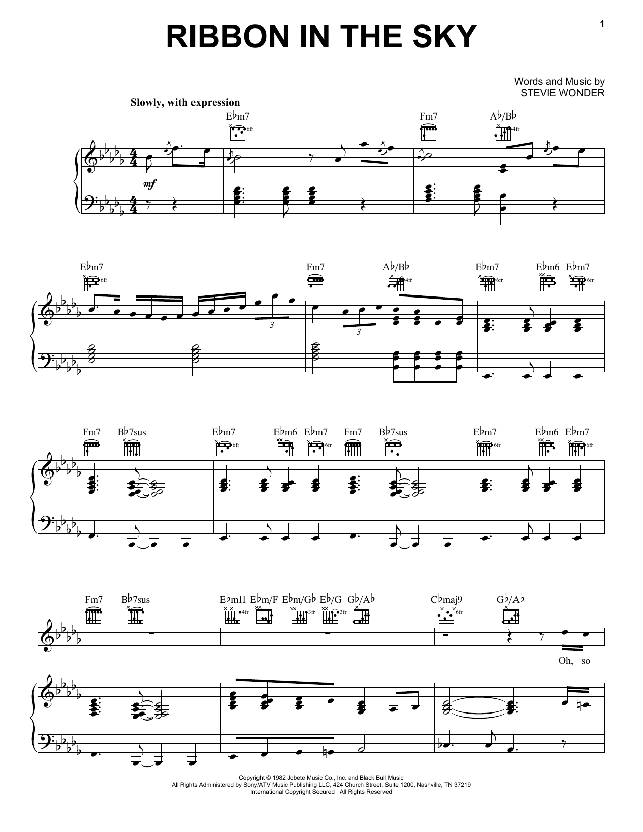 Stevie Wonder Ribbon In The Sky sheet music notes and chords arranged for Alto Sax Solo