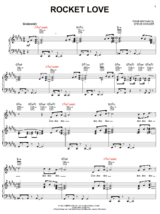 Stevie Wonder Rocket Love sheet music notes and chords arranged for Piano, Vocal & Guitar Chords (Right-Hand Melody)