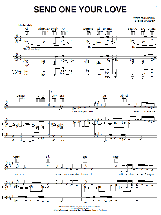 Stevie Wonder Send One Your Love sheet music notes and chords arranged for Keyboard Transcription
