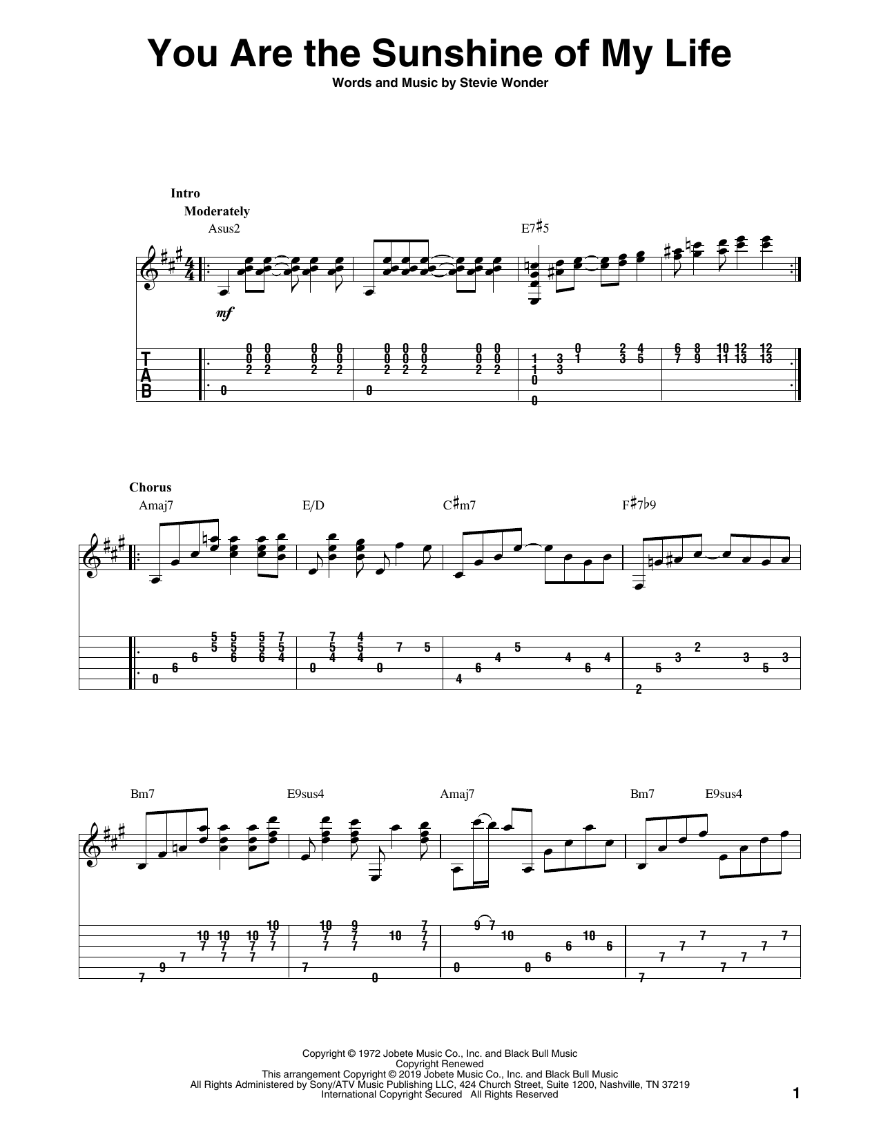 Stevie Wonder You Are The Sunshine Of My Life (arr. Bill LaFleur) sheet music notes and chords arranged for Solo Guitar