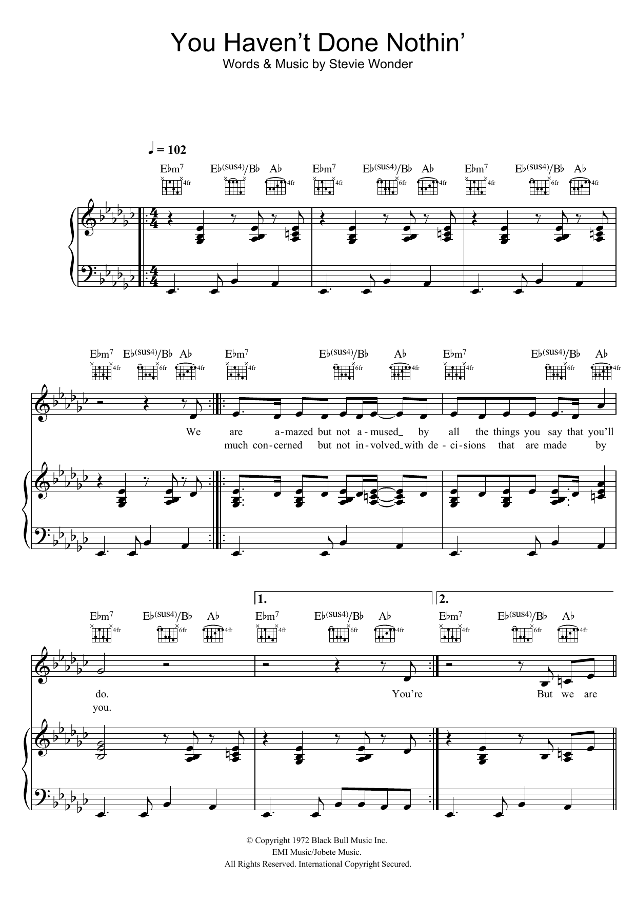 Stevie Wonder You Haven't Done Nothin' sheet music notes and chords arranged for Keyboard Transcription