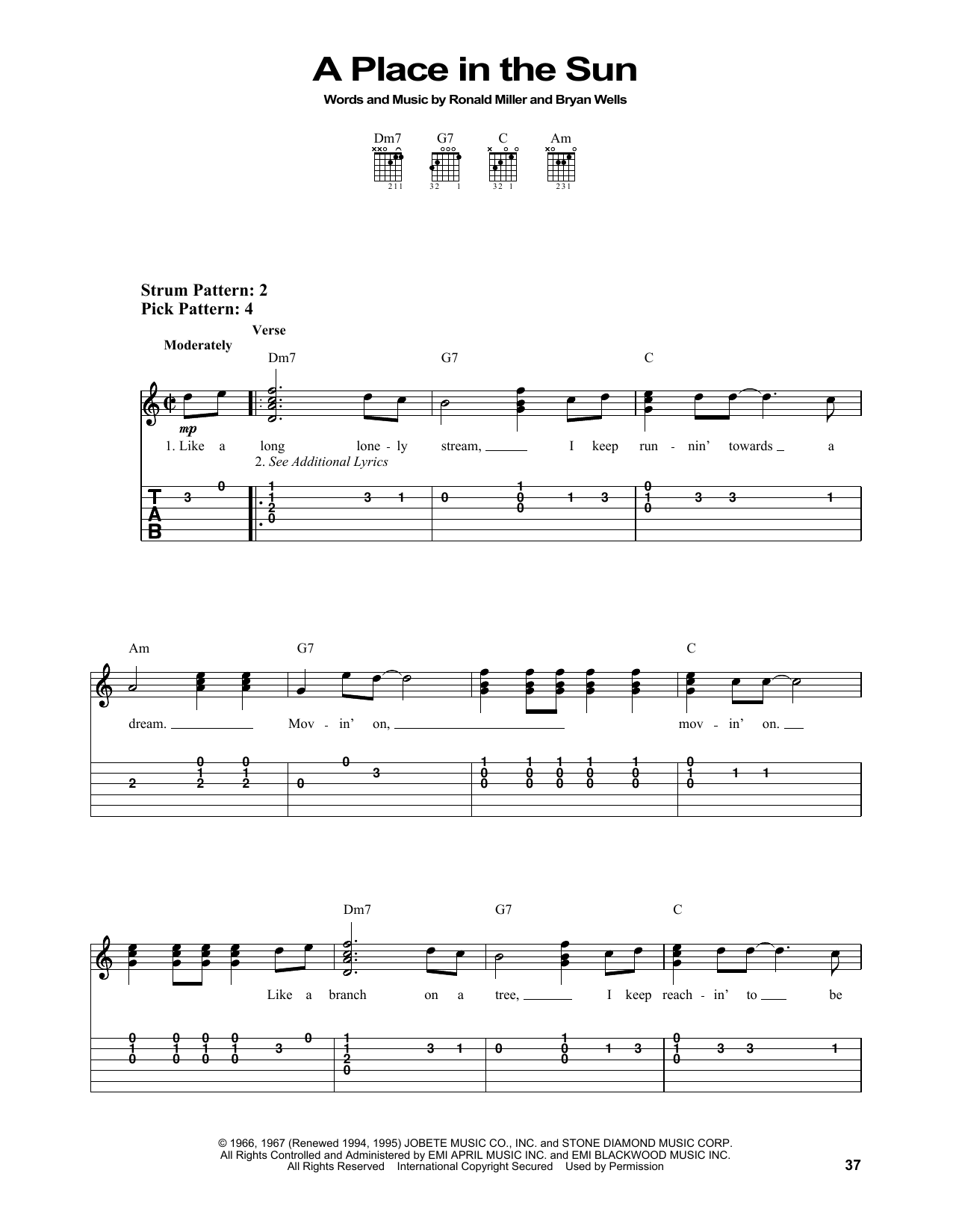 Stevie Wonder A Place In The Sun sheet music notes and chords arranged for Guitar Chords/Lyrics
