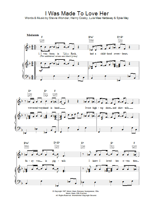 Stevie Wonder I Was Made To Love Her sheet music notes and chords. Download Printable PDF.