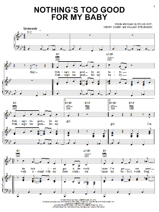 Stevie Wonder Nothing's Too Good For My Baby sheet music notes and chords arranged for Guitar Chords/Lyrics