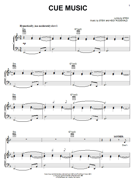 Stew Cue Music sheet music notes and chords arranged for Piano, Vocal & Guitar Chords (Right-Hand Melody)