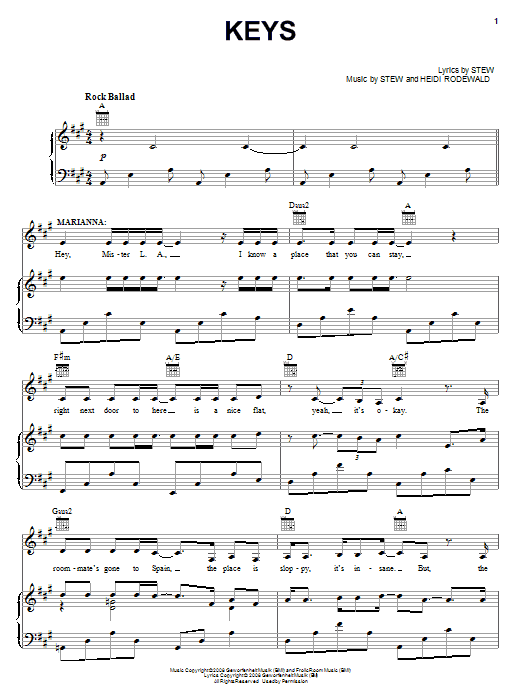 Stew Keys sheet music notes and chords arranged for Piano, Vocal & Guitar Chords (Right-Hand Melody)