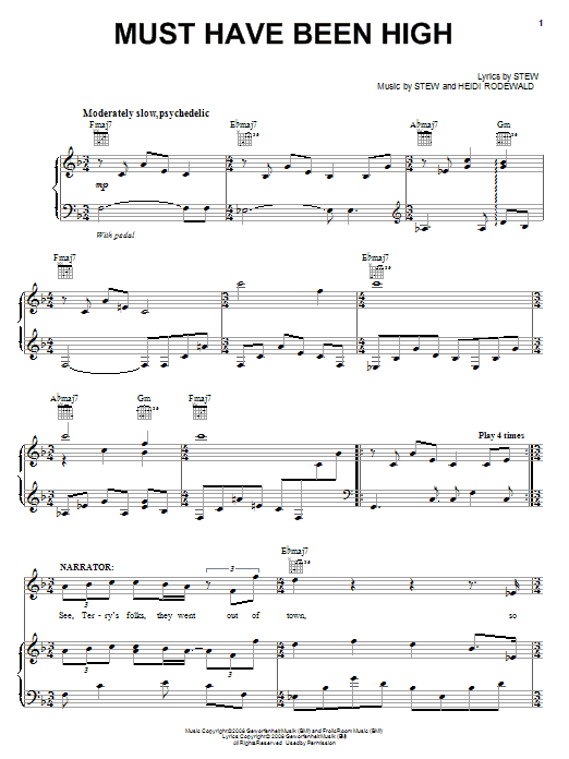 Stew Must Have Been High sheet music notes and chords arranged for Piano, Vocal & Guitar Chords (Right-Hand Melody)