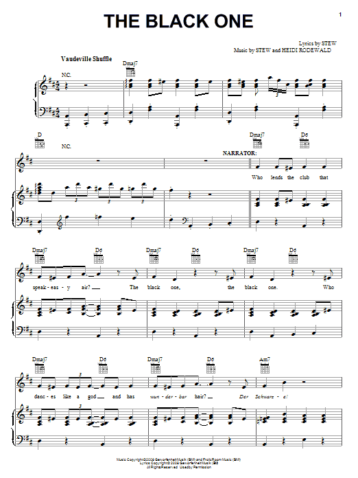 Stew The Black One sheet music notes and chords arranged for Piano, Vocal & Guitar Chords (Right-Hand Melody)