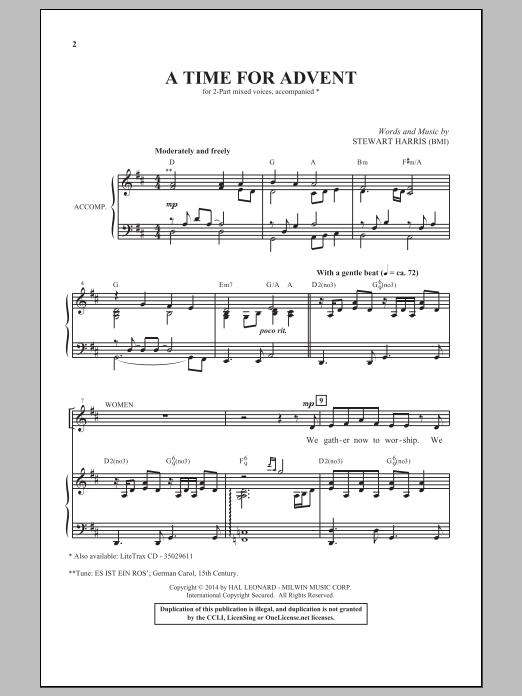 Stewart Harris A Time For Advent sheet music notes and chords arranged for 2-Part Choir